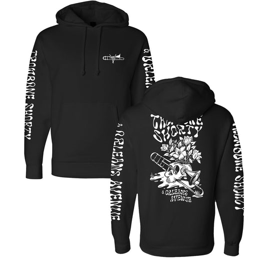 Skull & Magnolias Pullover Hoodie - Black