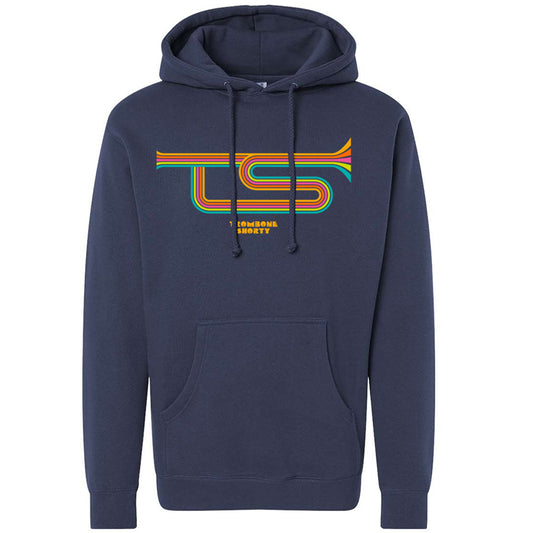 Rainbow Stripes Pullover Hoodie - Navy