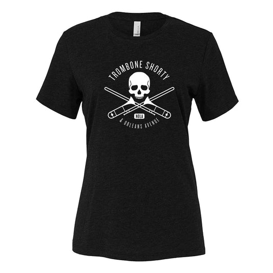 Women's Skull & Cross Trombones T - Black Heather